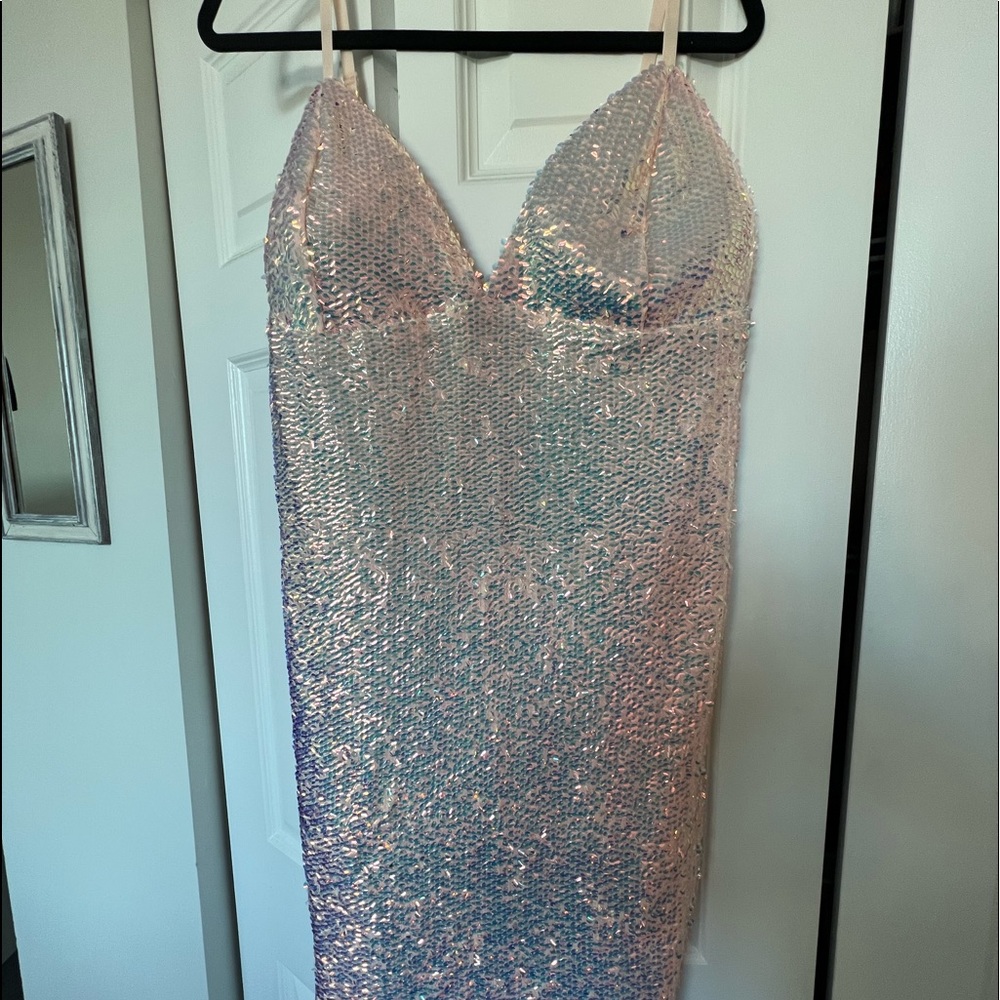 Fashion Nova Blush Sequin Mini Dress